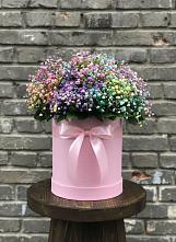 Цветочная композиция из Гипсофила и Розы в шляпной коробке #REPLACE_PRED# Поречье Рузского района