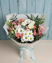 Букет цветов из:  Розы, Лизиантусы и Хризантемы в Поречье Рузского района