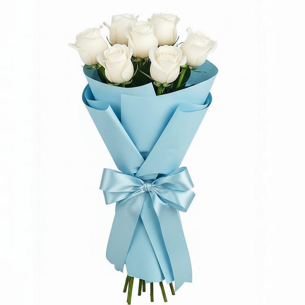 Букет 7 белых роз Проуд в Поречье Рузского района