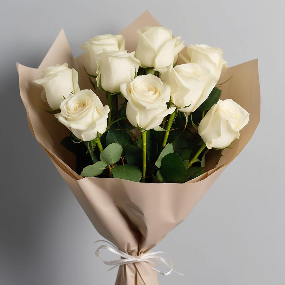 Букет 9 Белых роз Эдлесс Лав в Поречье Рузского района