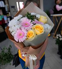 Букет цветов из:  Герберы, Розы и Хризантемы в Поречье Рузского района