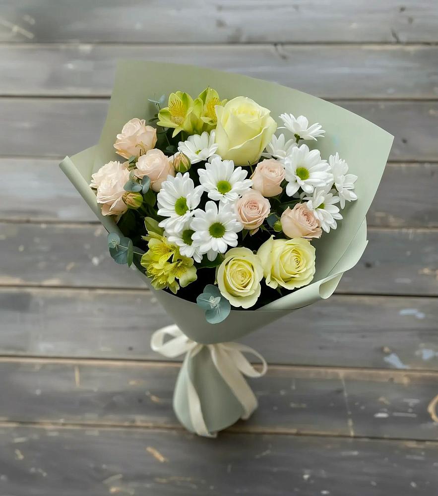 Букет цветов из: Альстромерии, Розы и Хризантемы в Поречье Рузского района