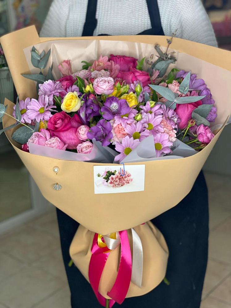 Букет цветов из: Хризантемы, Гвоздики и Альстромерии в Поречье Рузского района