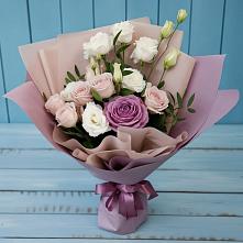 Букет цветов из:  Розы и Лизиантусы в Поречье Рузского района