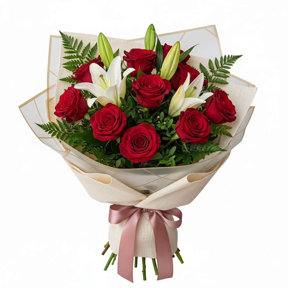 Букет цветов из: Лилии и Розы в Поречье Рузского района