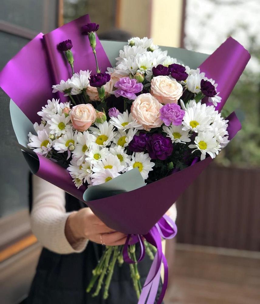 Букет цветов из: Хризантемы, Гвоздики и Розы в Поречье Рузского района