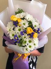 Букет цветов из:  Ирисы, Хризантемы и Розы #REPLACE_PRED# Поречье Рузского района