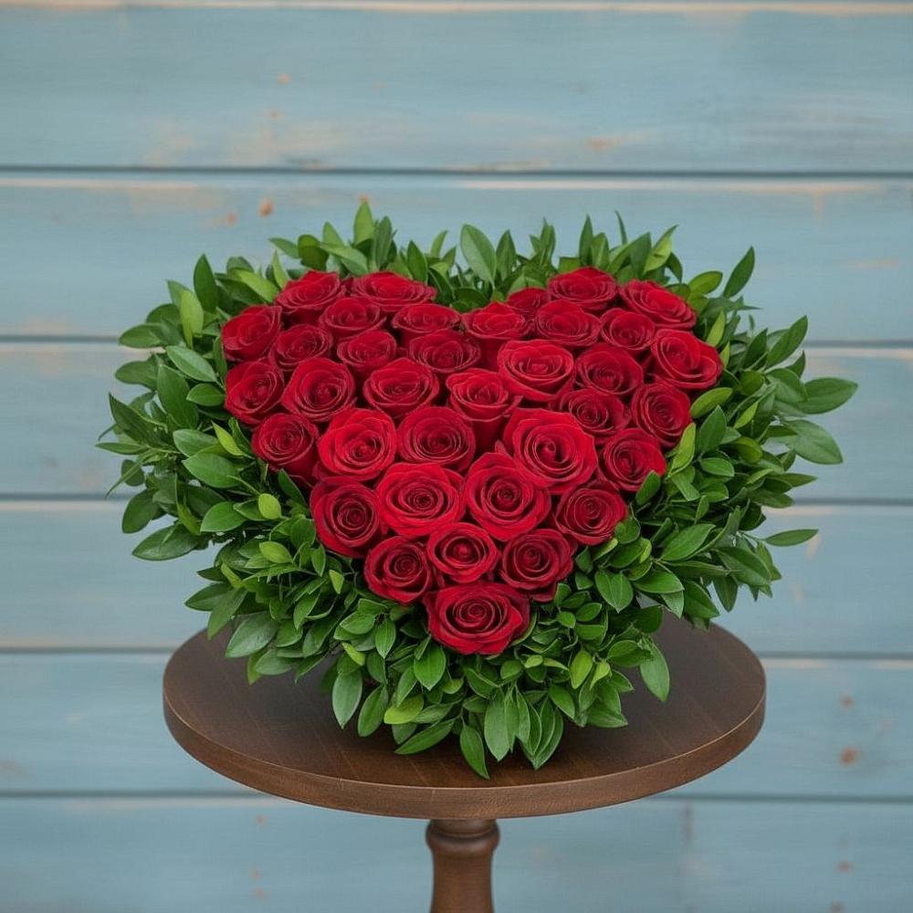 Цветочная композиция из Розы в виде сердца в Поречье Рузского района