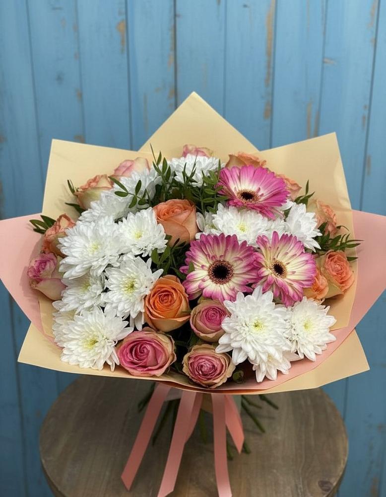 Букет цветов из: Розы, Герберы и Хризантемы в Поречье Рузского района