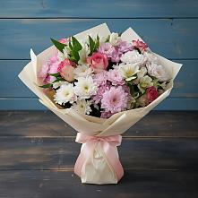 Букет цветов из:  Хризантемы, Альстромерии и Розы #REPLACE_PRED# Поречье Рузского района