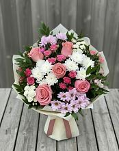 Букет цветов из:  Альстромерии, Гвоздики, Розы и Хризантемы #REPLACE_PRED# Поречье Рузского района