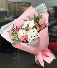 Букет цветов из:  Розы, Лизиантусы и Хризантемы в Поречье Рузского района