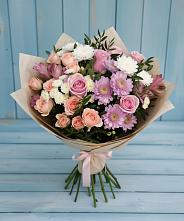 Букет цветов из:  Хризантемы, Розы и Альстромерии в Поречье Рузского района