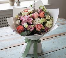 Букет цветов из:  Розы, Лизиантусы и Гвоздики в Поречье Рузского района