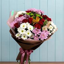 Букет цветов из:  Розы, Хризантемы и Альстромерии в Поречье Рузского района