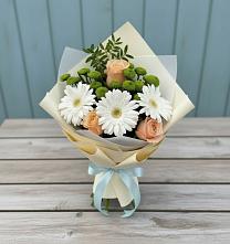 Букет цветов из:  Герберы, Розы и Хризантемы #REPLACE_PRED# Поречье Рузского района