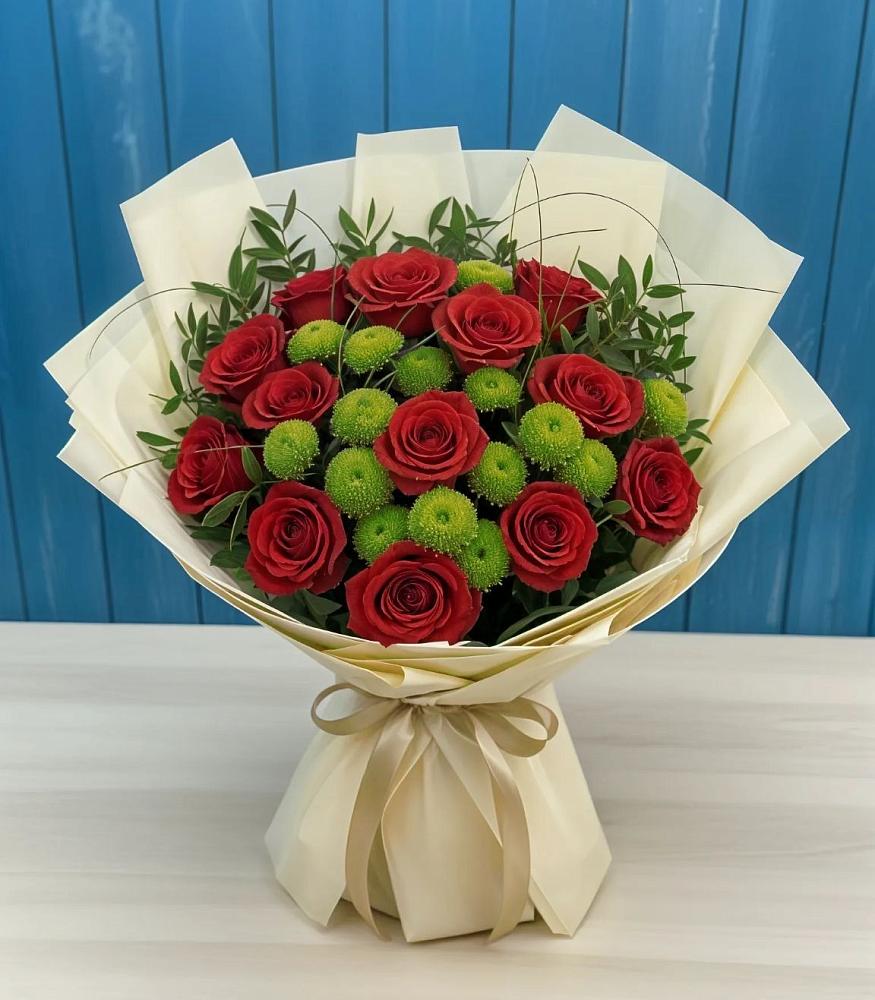 Букет цветов из: Розы и Хризантемы в Поречье Рузского района