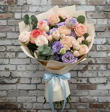 Букет цветов из:  Розы, Лизиантусы и Гвоздики #REPLACE_PRED# Поречье Рузского района